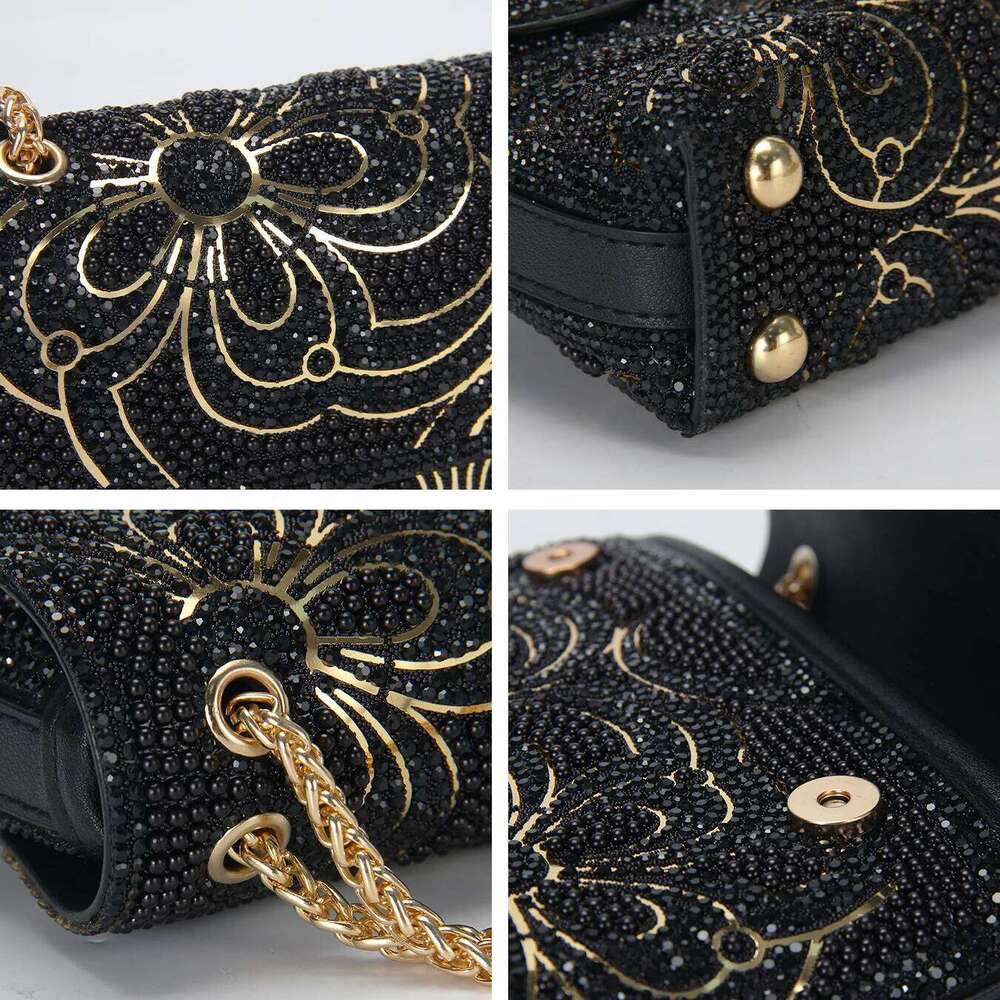 Rhinestone ladies Gorgeous dinner bag Pearl Shoulder Bag , sequined flower design handbag, single chain adjustable as crossbody , handbag,