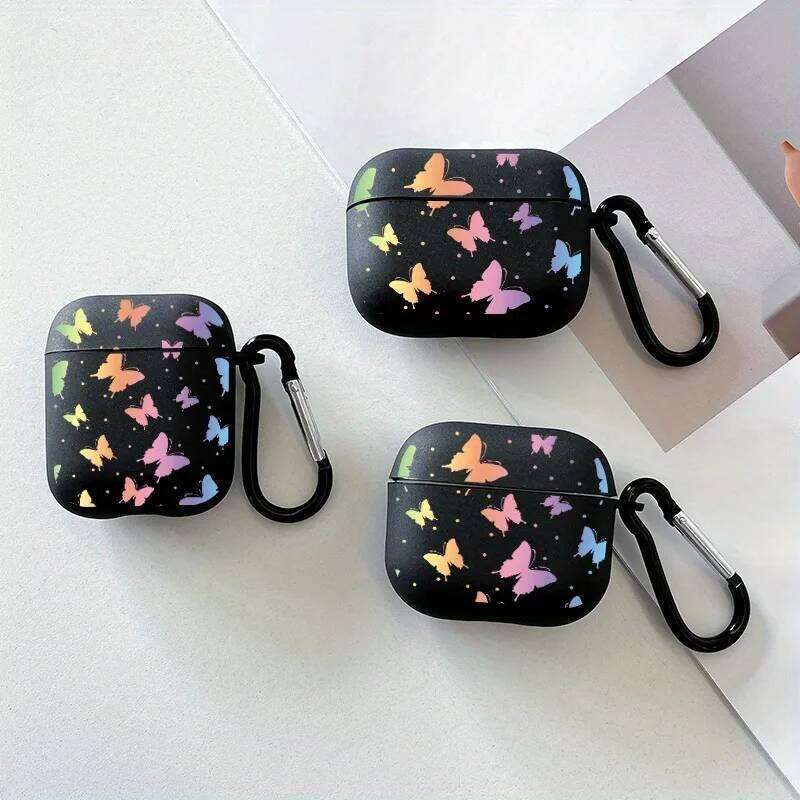 Colorful Butterflies Pro 2/Pro TPU Earbuds Case for 4 2025 3 2 1 Gen Cover with Keychain Accessory