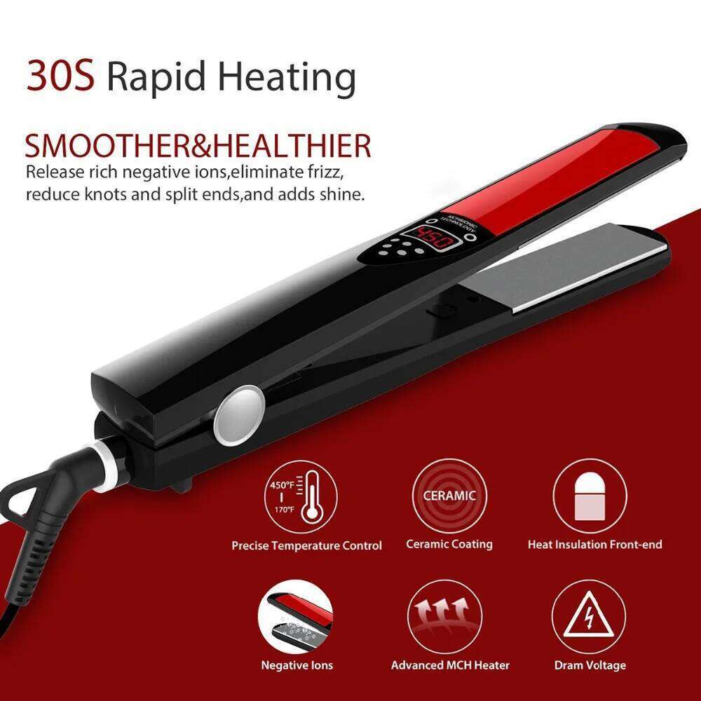 High Temperature Straightener and Curler Titanium Flat Iron Professional Salon Hair Styling Tool 110V-240V Travel Home Use