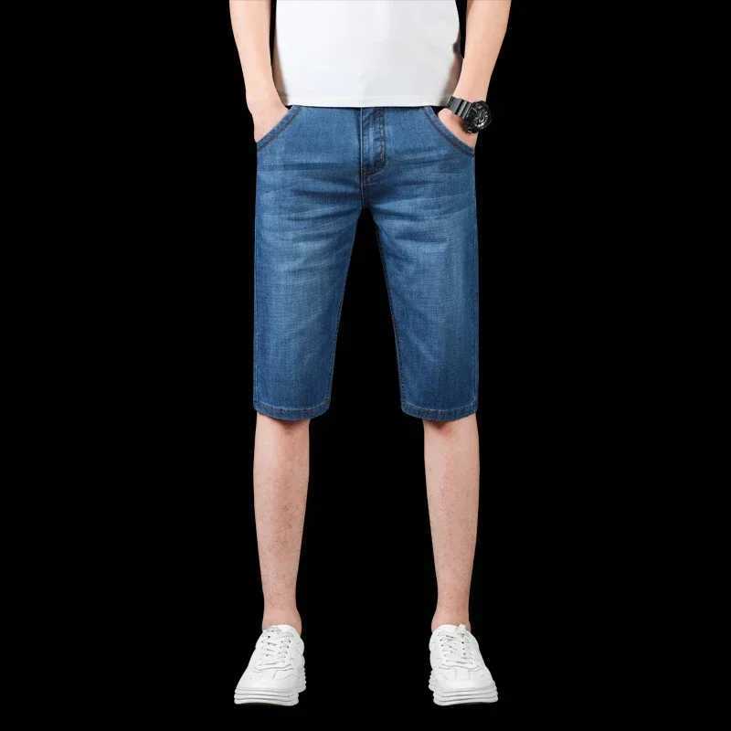 Short Jean Summer Mens Denim Shorts Fashion Color Casual Loose Multi-pocket Straight Five-minute Pants Elastic Knee Denim jorts T250603