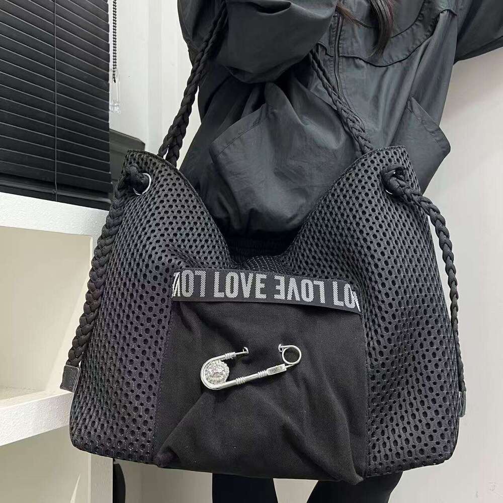 Exclusive Women's Casual Korean Style New Woven Shoulder Strap Crossbody Personality Large Pin Tote Bag