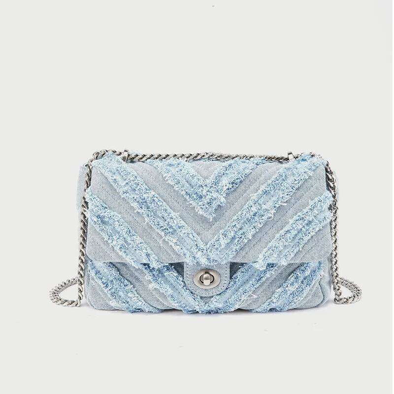 Fashion Summer Jeans Denim Shoulder Crossbody Handbags Women Canvas Girl Handbag Casual Chain Designer Tote Bags