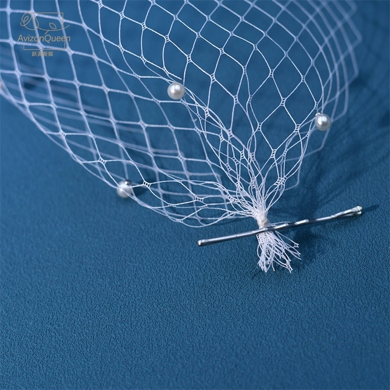 White Pearl Mesh Bridal Veil Wedding Accessories A Pin Clip To Tie A Lady Banquet Dress voile MA19 250530