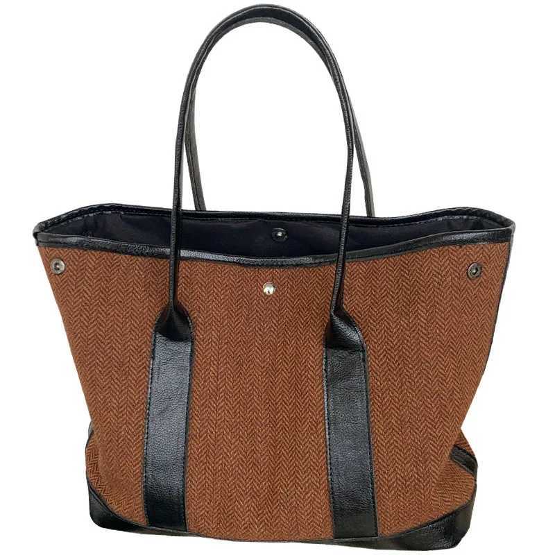 Vintage Woolen Cloth Women Shoulder Bag Large Capacity Luxury Designer Ladies Handbag Commuting Big Totes Bolsos W250602