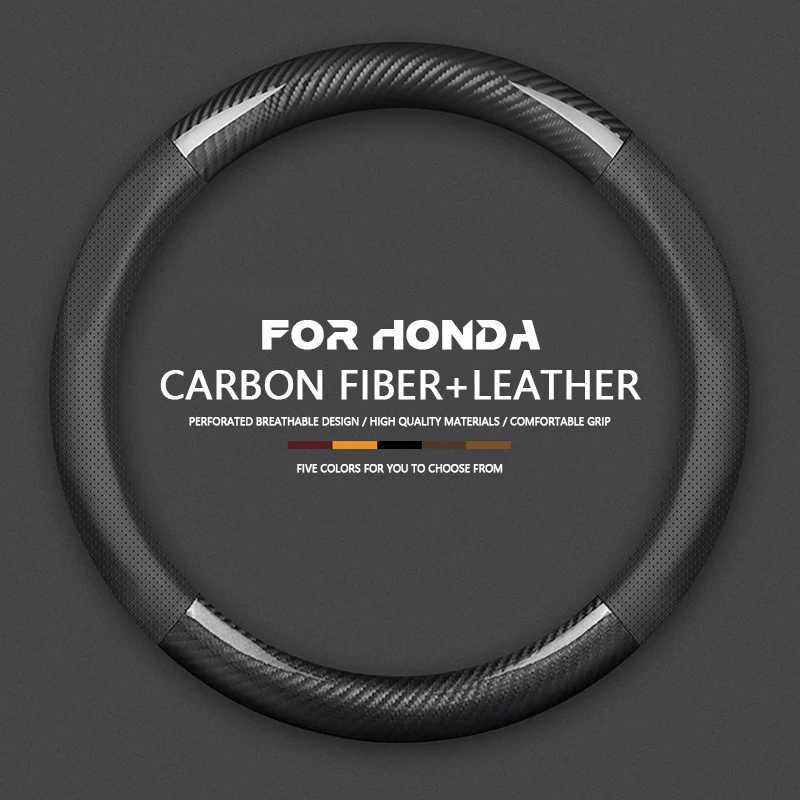 Non-Slip Carbon Fiber Leather Car Steering Wheel Cover For Honda Civic Accord Odyssey Fit CR-V HR-V Jazz City Breeze Jade Crider R250603