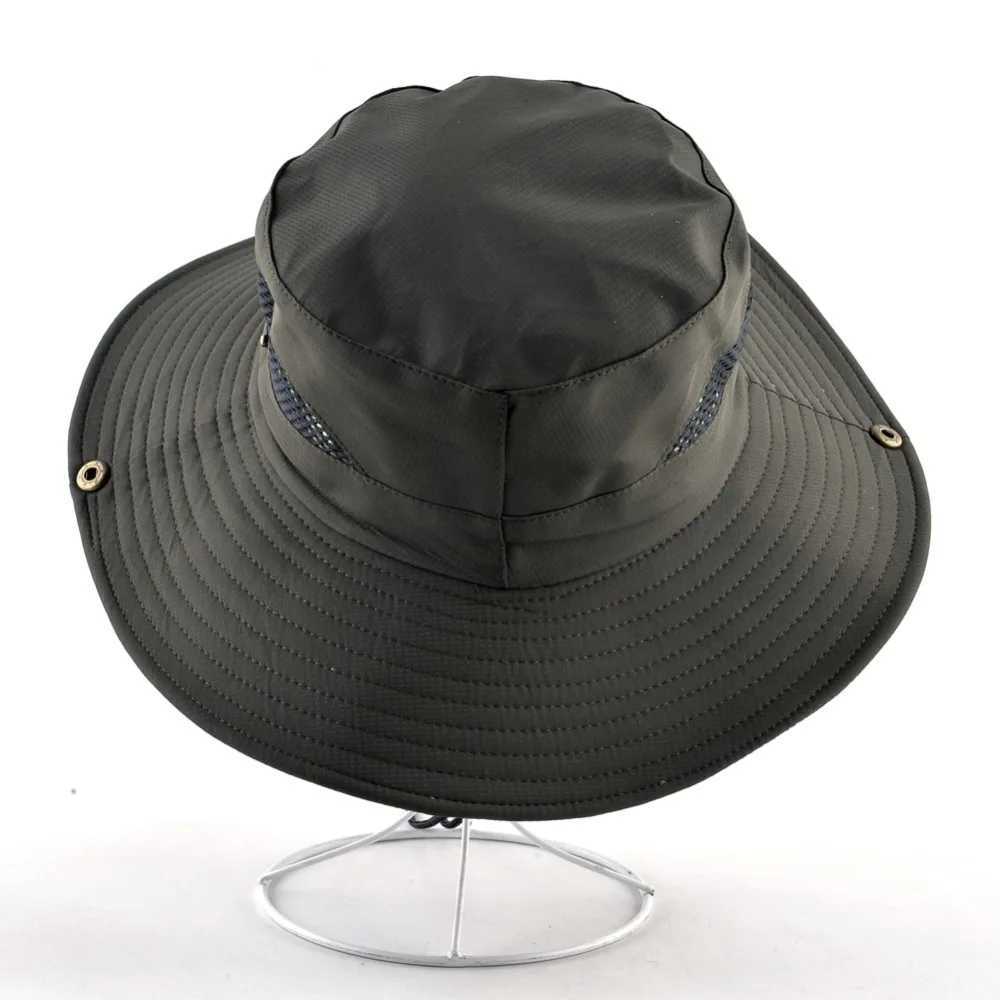 Solid color sun hats for men Outdoor Fishing cap Wide Brim Anti-UV beach caps women Bucket hat Summer Hiking camping hats W250602