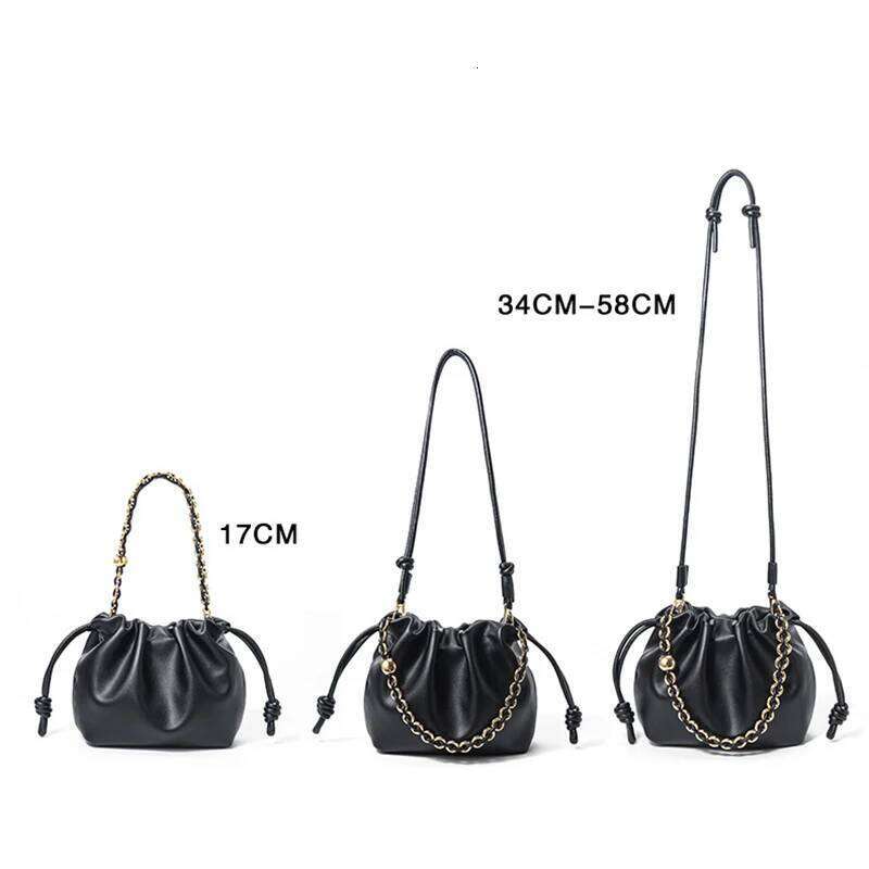 Free Gold Stamping First Letter 2025 New Soft Leather Fashion Lucky Drawstring Cloud One-Shoulder Crossbody Bag
