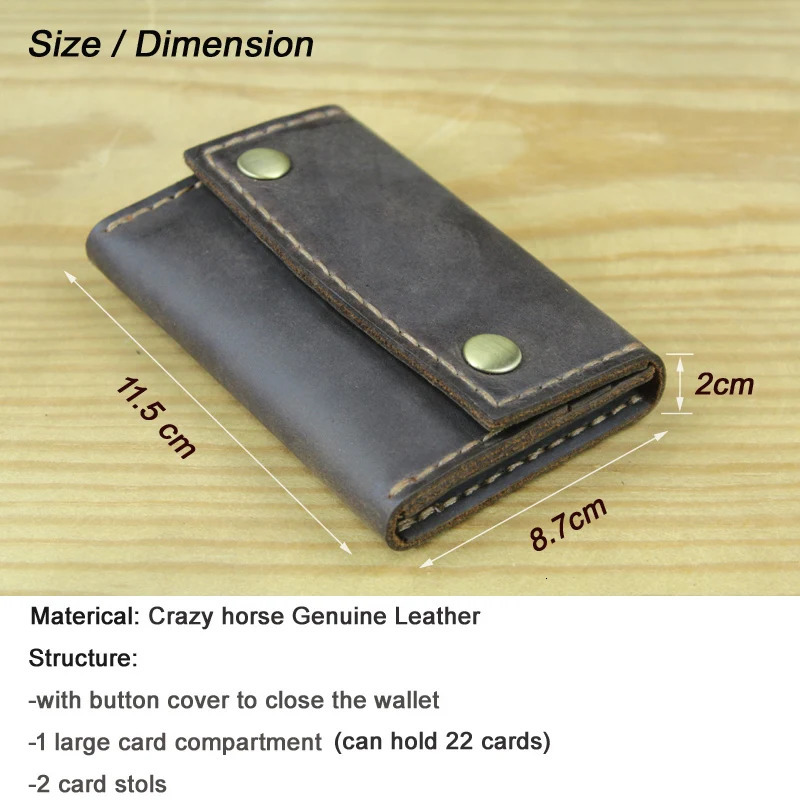 Handmade Crazy horse Genuine Leather Card Holder Men Card ID Holders Women Business Card Wallet Card Case Purse Bag Gift 250624