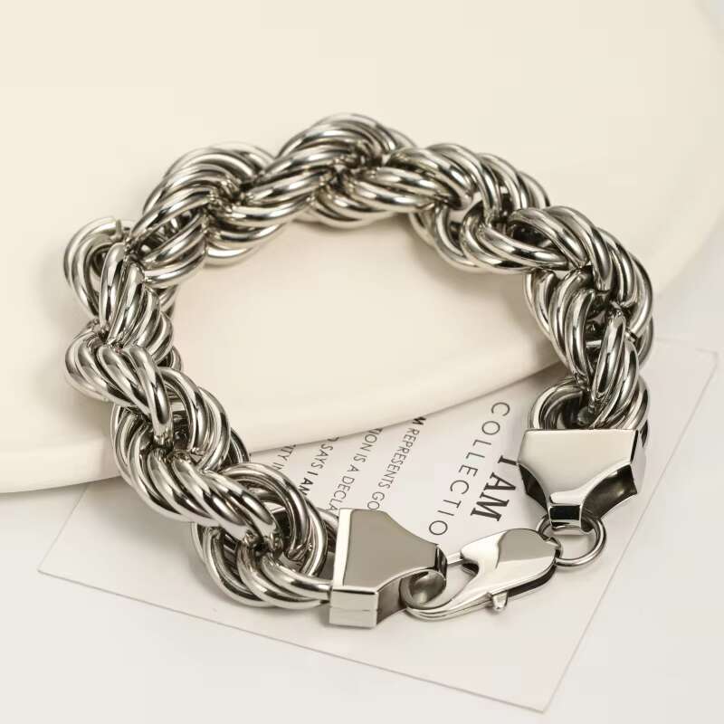 Hip Hop Custom Bijoux Homme 10mm Twist Heavy Chunky Big Gold Plated Rope Chain 925 Silver Jewelry Men Bracelet
