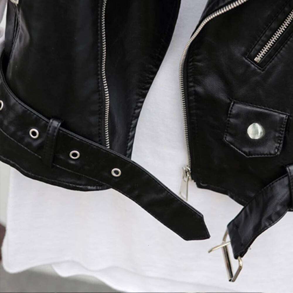 Short PU leather sleeveless Biker Jacket Cool Tank Top V-Neck Outer Wearing Vest Tops