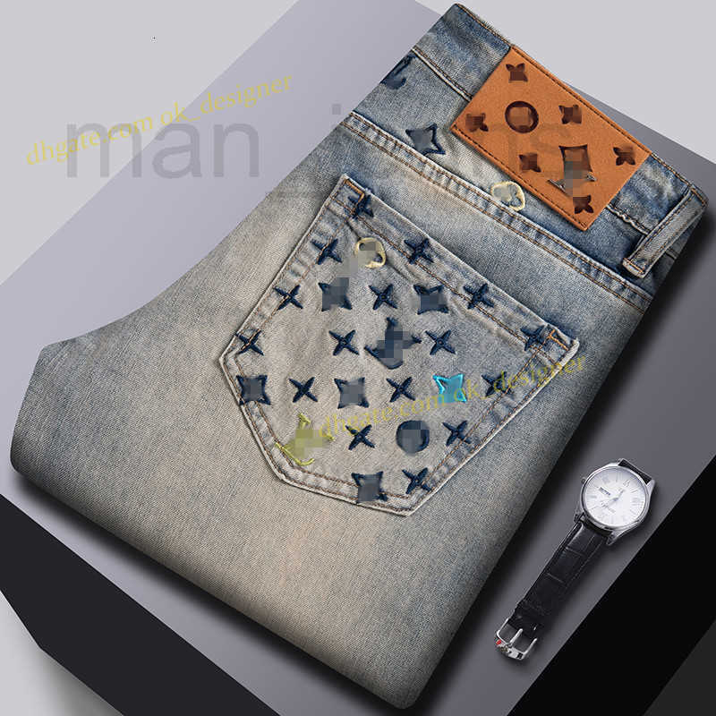Men's Jeans Designer Designer Luxury Jeans Men's Brand Version Slim Fit Small Foot Thin Original Label For Men Pants Size 28-38 6LG4