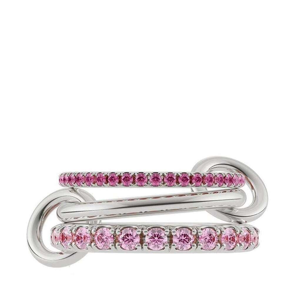 Interlocking Stackable Rings, Silver or Copper Inlaid with Zircon, Panyu Quality Fully Hand Polished