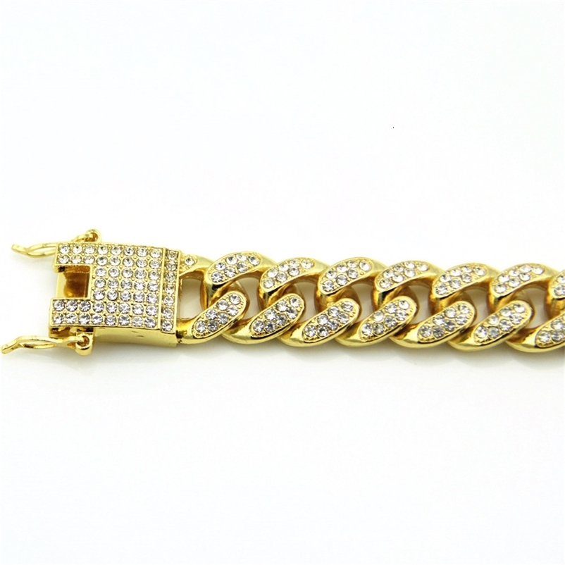 HNSP Full Zircon 12MM Cuban Chain Bracelet For Men Hip Hop Accessory Hand Chains Male Jewelry 250530