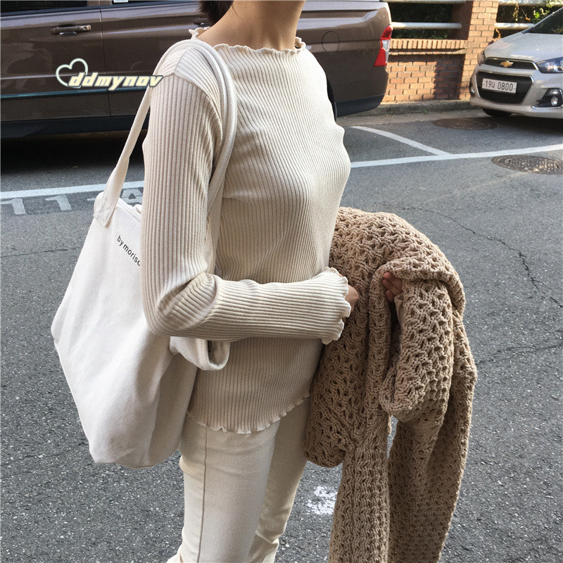 Korean New Versatile Large Capacity Letter Zipper Canvas Minimalist Style Women's Shoulder Casual Tote Bag ddmynov