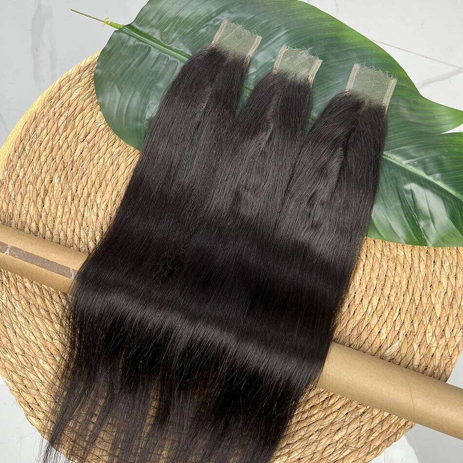 Yaki Straight 2x6 Real HD Closure Human Middle Part Bleached Knots Invisible Lace #1B Natural Color Raw Virgin Hair