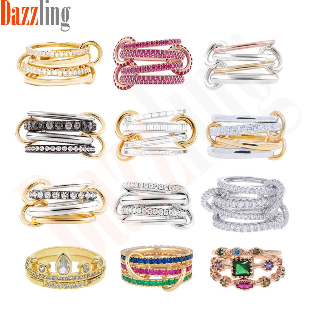New Creative Zircon Stacking Four-Ring Set Fashionable Diamond-Studded Ring for Women Internet Celebrity Accessory