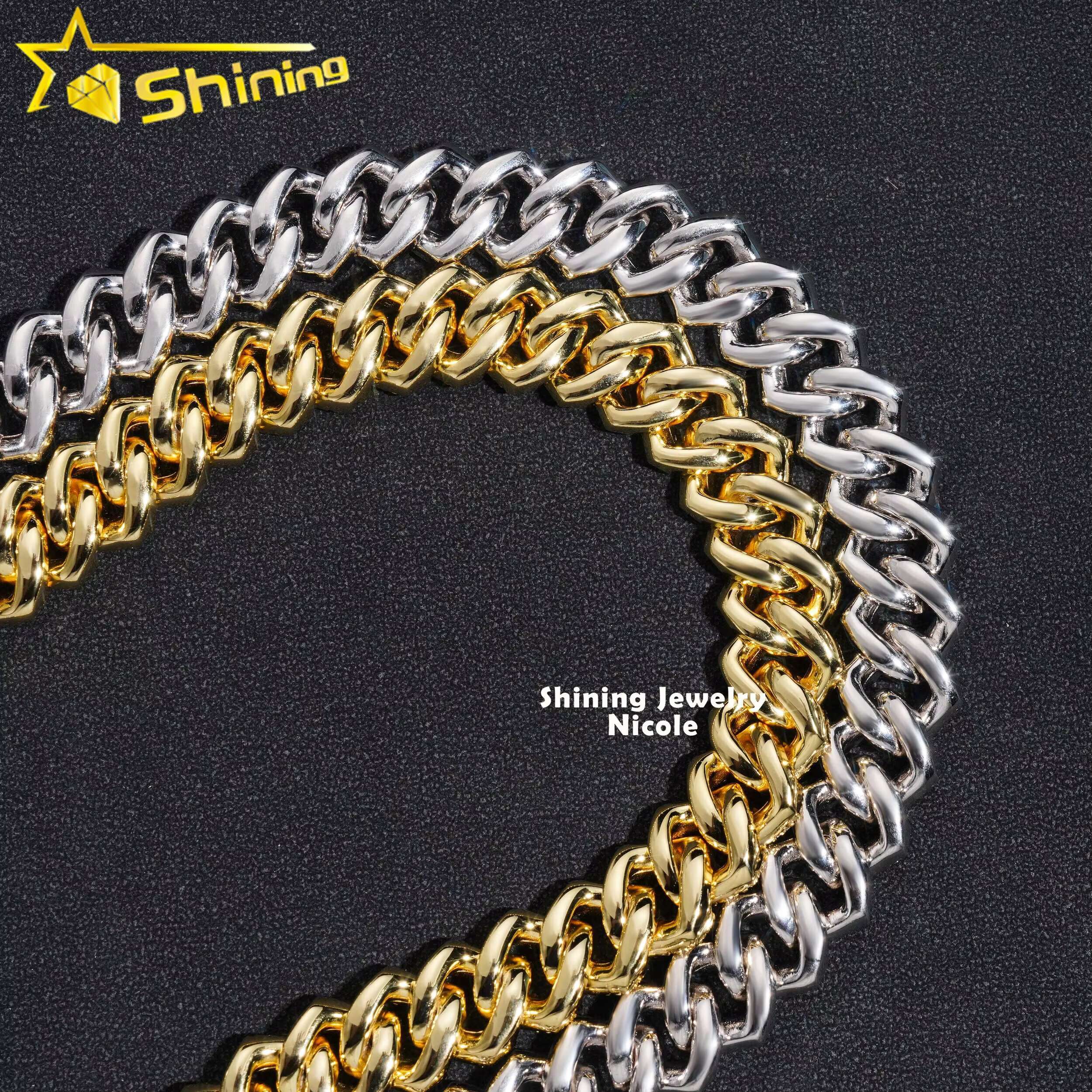 Hot Selling Regular Prong Setting 14mm Silver 925 Moissnaite Cuban Link Chain