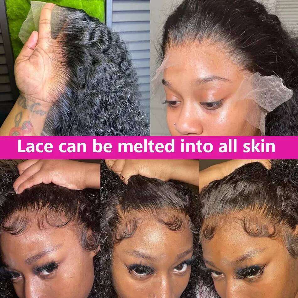 Brazilian Loose Deep Wave 13x4 Lace Frontal Human Hair 200% Transparent HD Water Curly Short Bob Wig Remy Wigs For Women