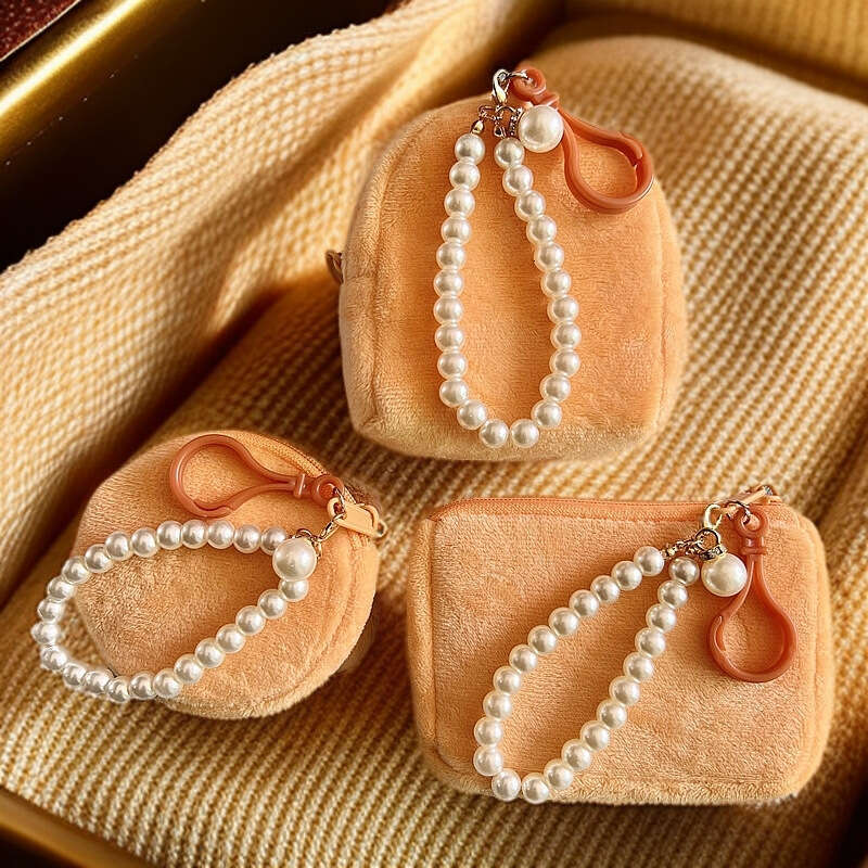 Cute Capybara Square Plush Coin Purse Mini Bag Storage Card Holder Round Shockproof Bluetooth Earphone Case