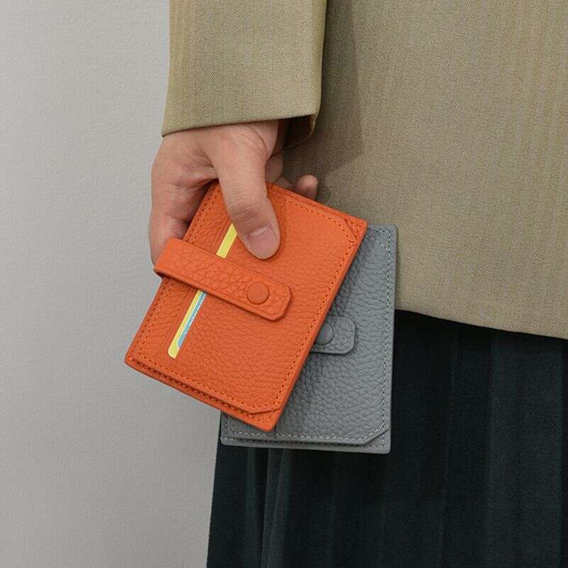 Korean Style Thin Small Holder Multi-Functional Slot Men and Women Exquisite Leather PU Clip Card Sleeve