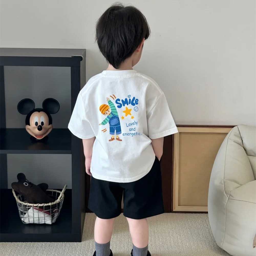 Printed childrens short-sleeved T-shirt for boys and girls pure cotton in summer casual versatile fresh cute and fun T250603