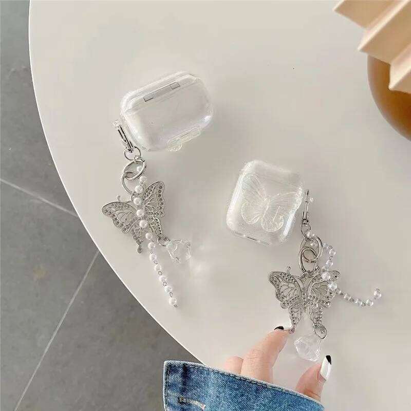 Case 3/4 Bling Glitter Butterfly Clear Earphone For Pro/Pro2 Soft Silicone Protective Cover