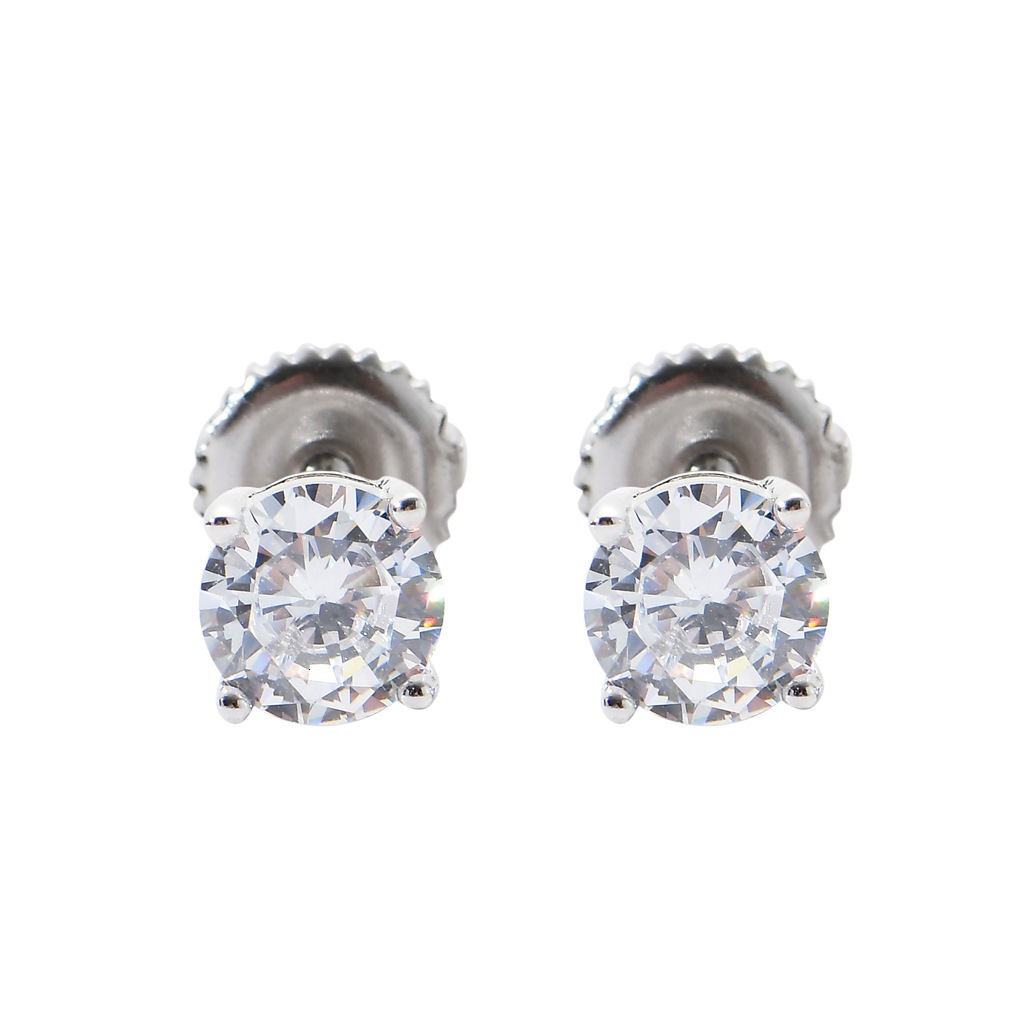 S925 pure silver earrings all body pure silver Moissanite minimalist style hip hop earrings 3mm 5mm 7mm male and female earrings Mozambique earrings