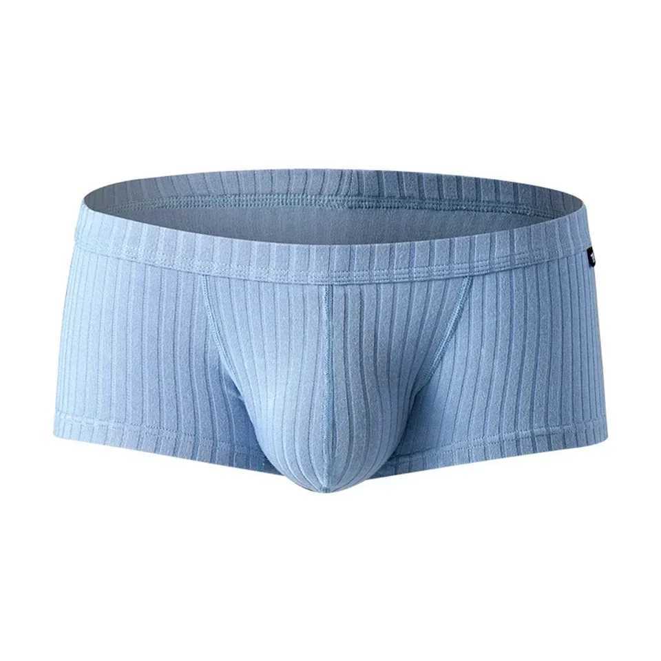 Mens Solid Color Striped Trunks Underpants U-convex Pouch Low Waist Breathable Sports Panties Shorts Man Underwear W250603