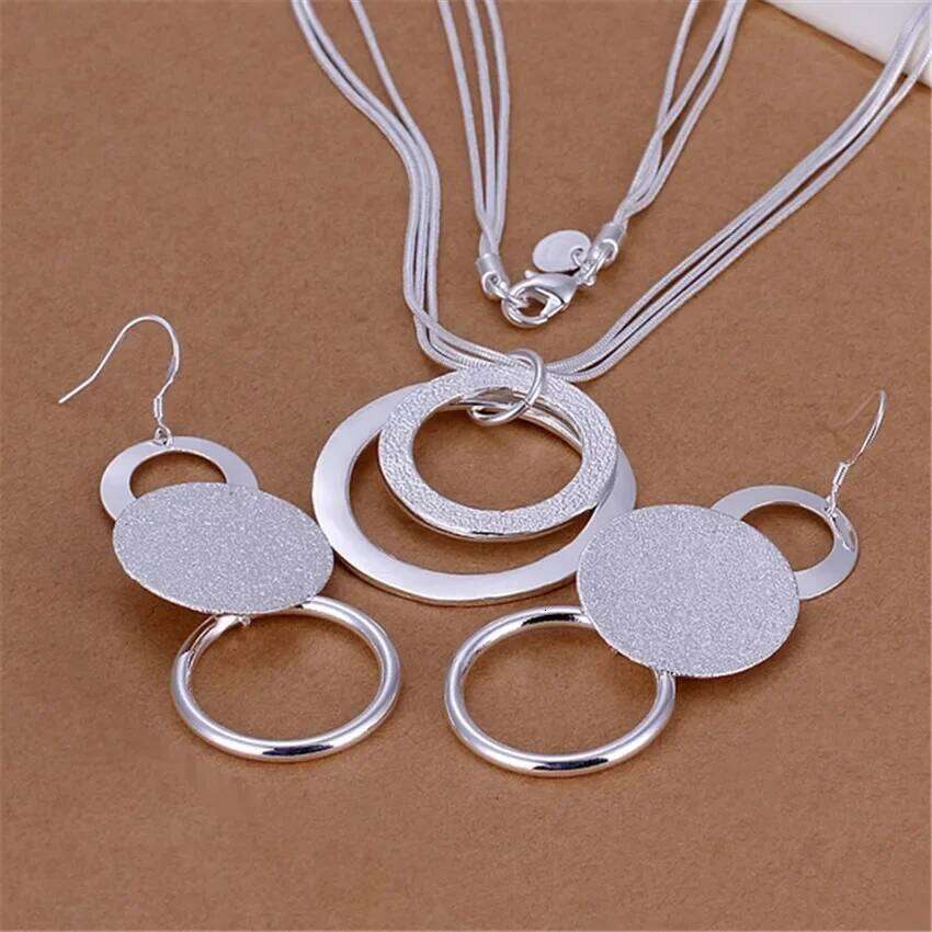 Charms Wedding Sterling Sier Jewelry Fashion Pretty Pendant Necklace Earring Women Party Set TOP Quality Stamped