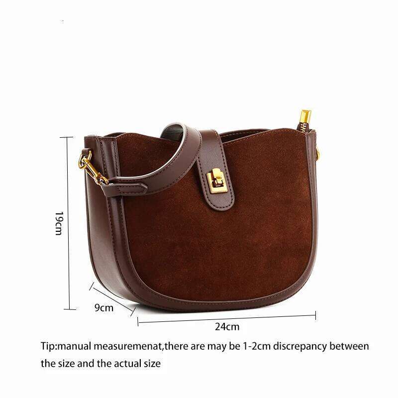 Genuine Women's Cowhide Shoulder Suede Cow Leather Crossbody Female Brand Retro Designer Bag
