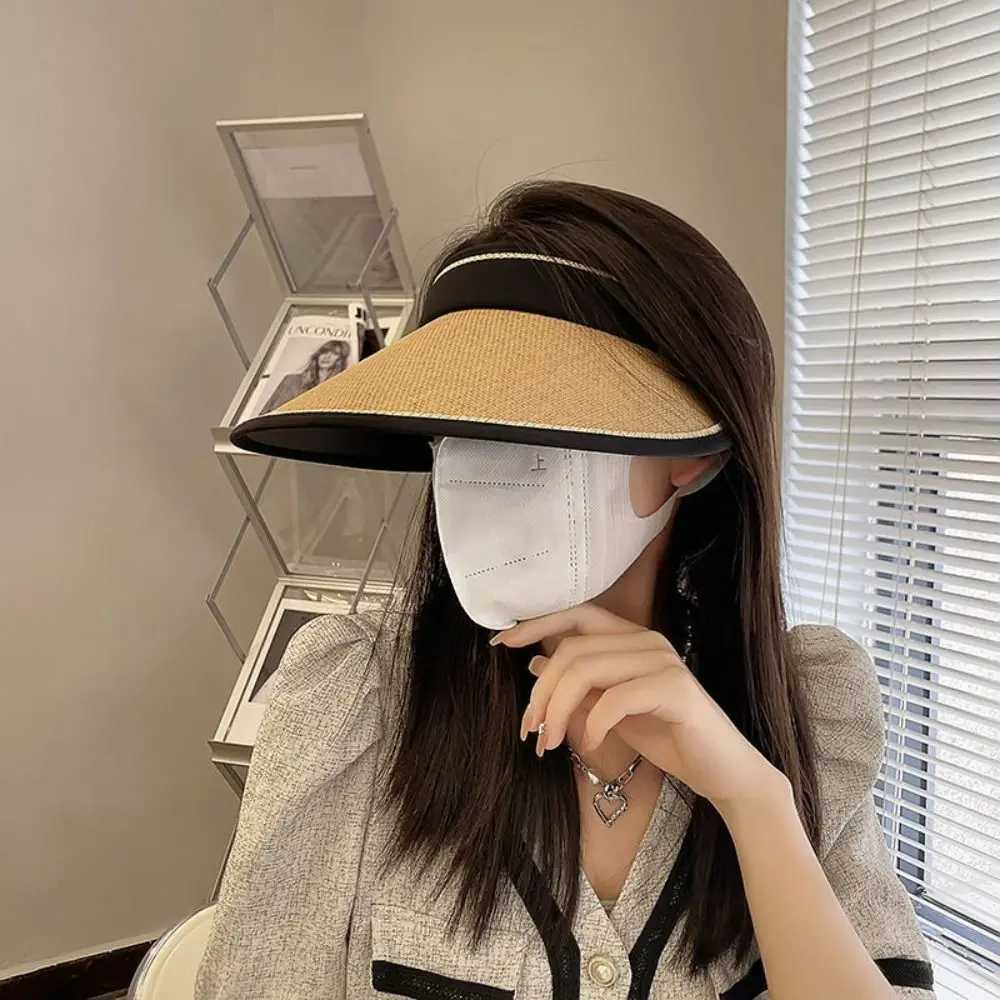 Empty Top Women Girls Visors Casual Foldable UV Protection Beach Hat Straw Cap Sun Hats Sunshade W250602