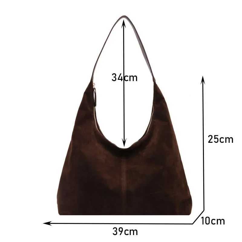 Vintage Suede Tote Bag For Women Autumn Winter New Large Capacity Commute Shoulder Crossbody Bags Fashion Trend Underarm Bags W250602