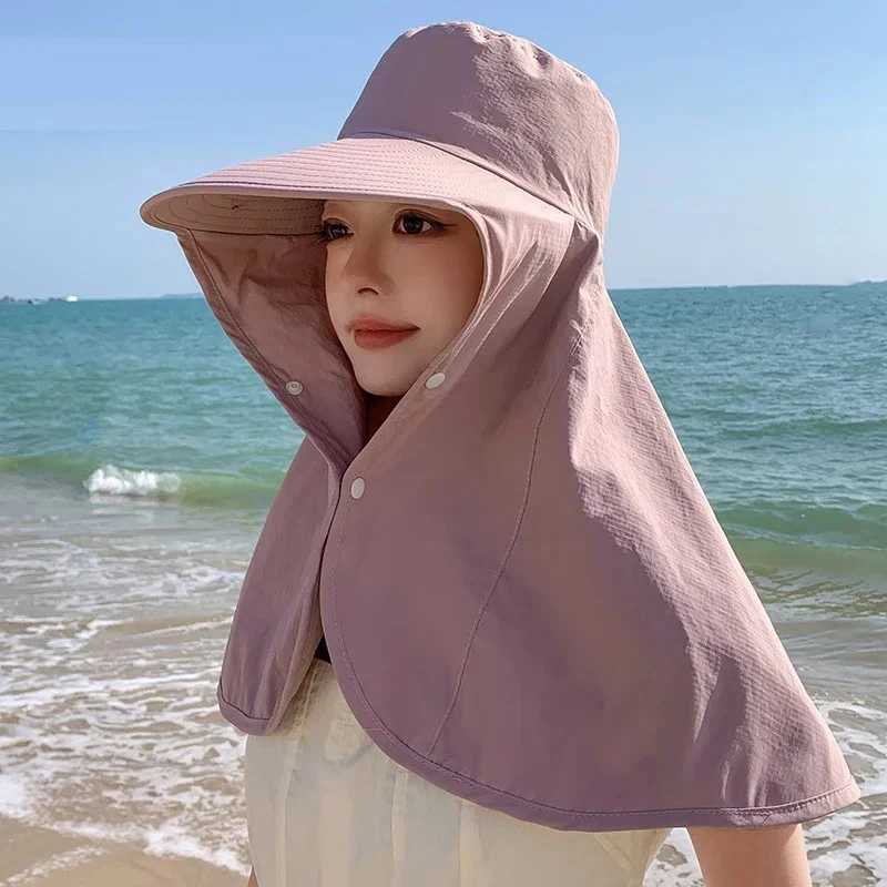 Summer for Women Outdoor UV Anti Neck Protection Sun Visors for Fishing Hiking Big Brim Shawl Sunscreen Fisherman Cap W250602