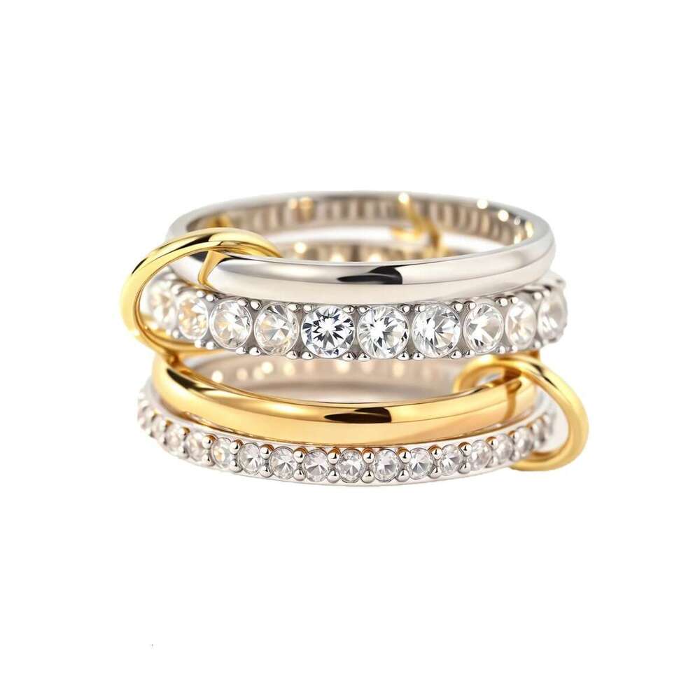 Interlocking Full Diamond Micro Paved Zircon Stacking Rings Special Jewelry Panyu Quality