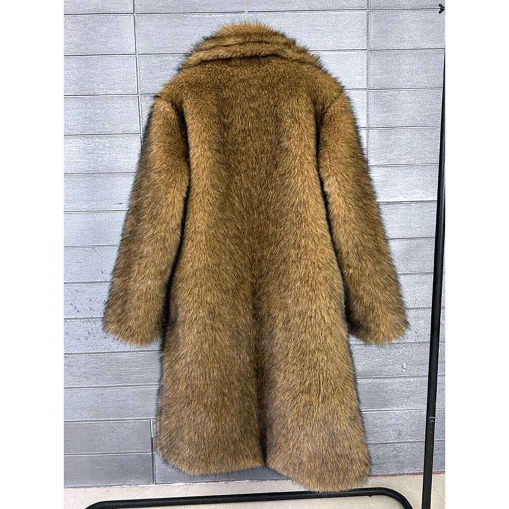 ZADORIN Fashion Long Faux Wolf Coat Lapel Furry Jacket Winter Clothes Woman Fur Top New in Coats & Jackets