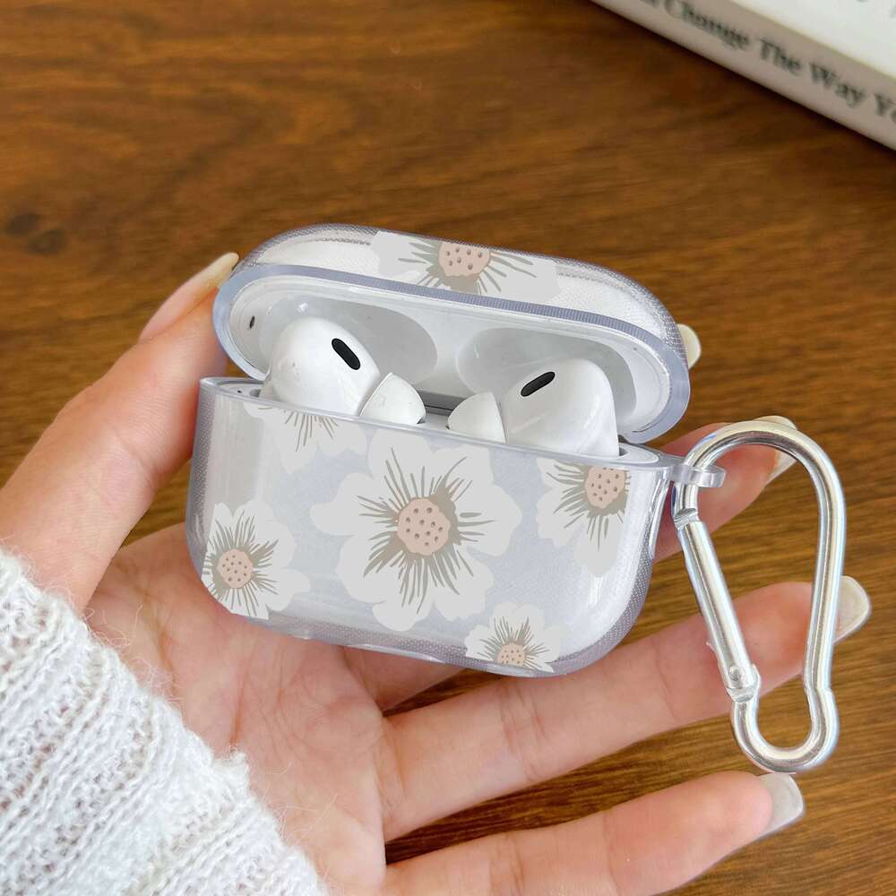 Cherry Blossom Bow 1/2 TPU Clear Earphone Case For Pro2 Pro 3 4 Protective Cover With Keychain