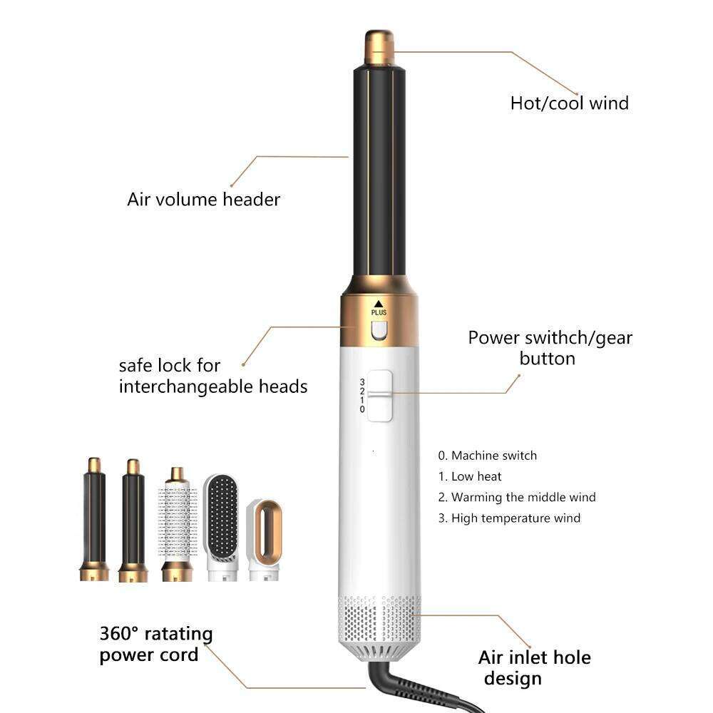 5 In 1 Dryer Hot Air Comb Professional Hair Straightener Curling Iron Styling Tool For Salon And Home Use