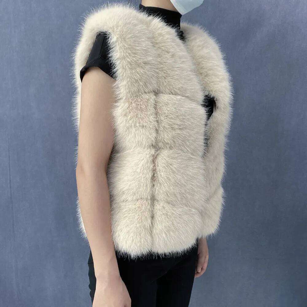 2024 New Faux Fox Fur Short Women High Quality Fashion Vest