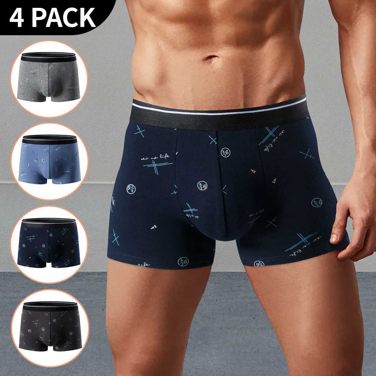 4/5 Pcs Mens Fashion Printed Underwear Comfortable Joker Boxer Plus Size 5XL Adolescent Multicolor Mix Shorts Middle-aged Boxer W250603