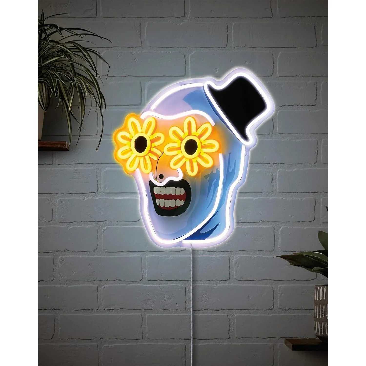 Terrifier Flower Skull UV Printed Neon Signs USB Powered LED Neon Lights for Wall Bedroom Party Game Room Man Cave Decoration XJ250602
