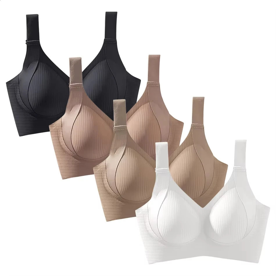 Womens Seamless Underwear Thin Style Large Breasts Small Breasts No Wires Pull-up And Anti-sagging Large Size Bra 250530
