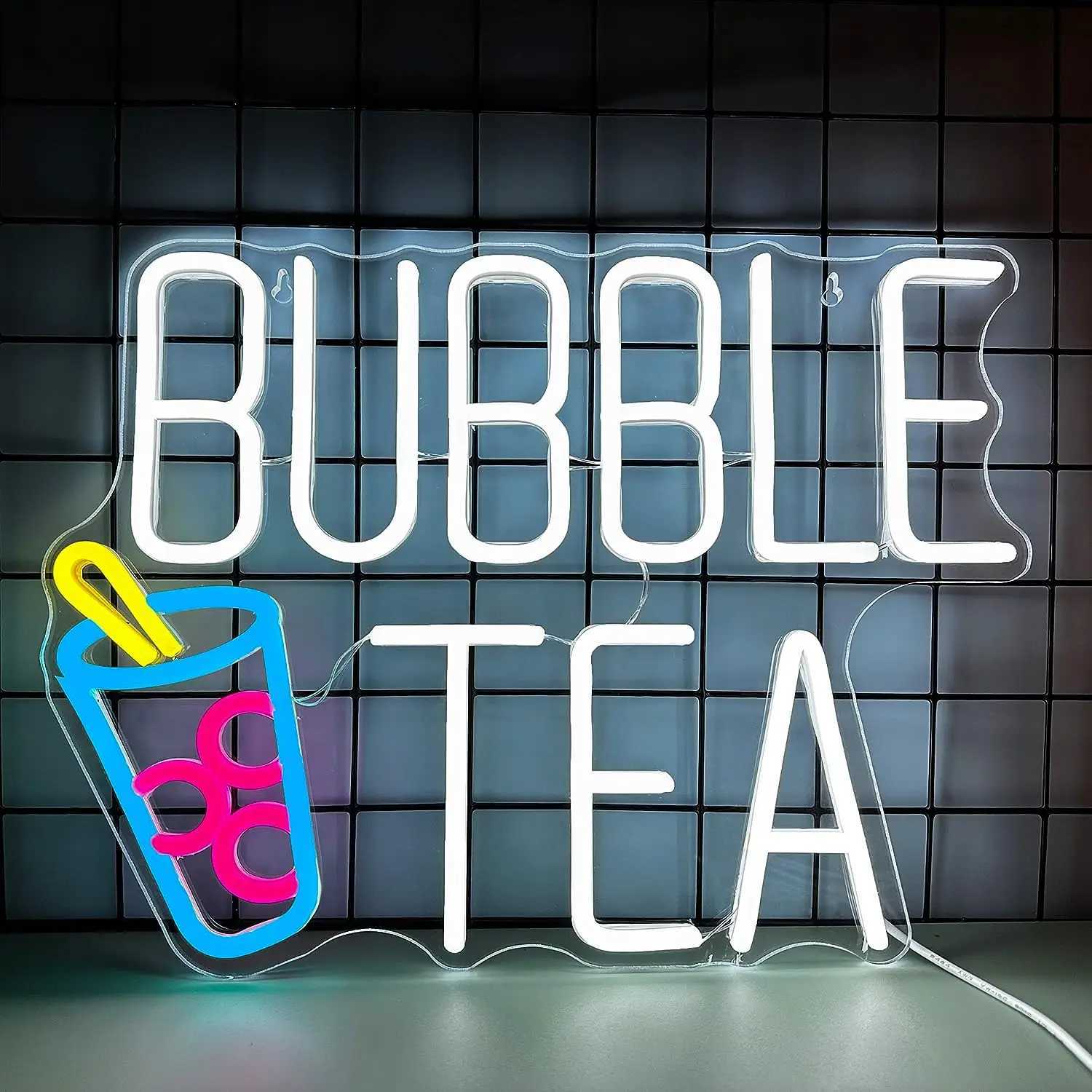 Bubble Tea Neon Signs for Wall Decor Milk Tea Neon Light LED for Shop Bedroom Gift for Kids Girls Boys Christmas Birthday Gifts XJ250602