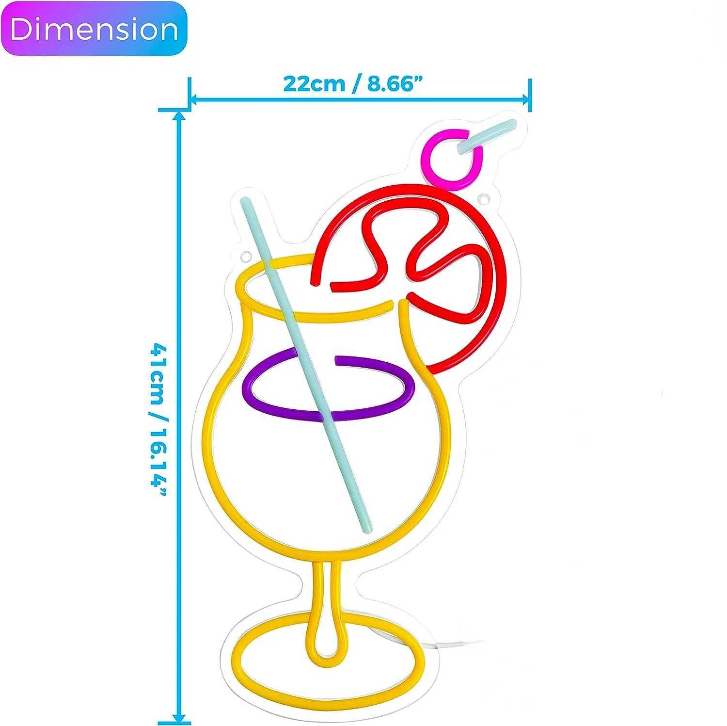 Cocktails Cup Neon Light Bar Sign For Bedroom Wall Neon Decoration for Cocktail Bar Home Bar Party Decor Christmas Holiday Gifts XJ250602