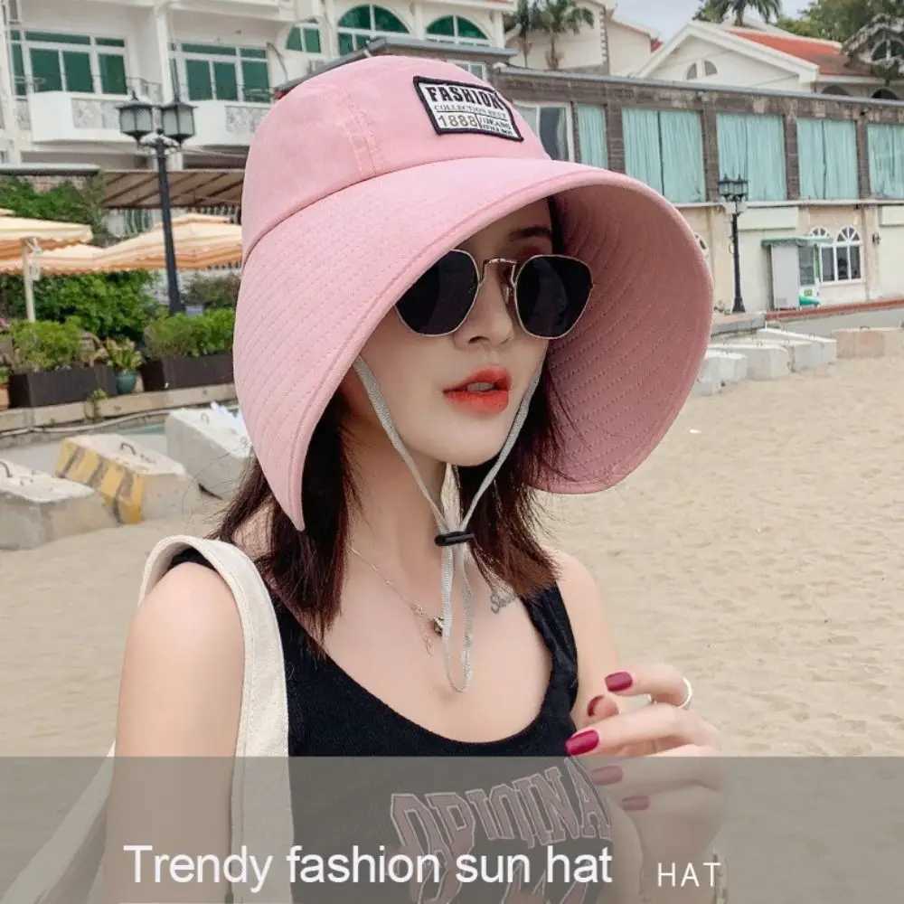 Visor Women Hat Fashionable UV Protection Big Brim Beach Sun Hat Breathable Bucket Hat for Outdoors W250602