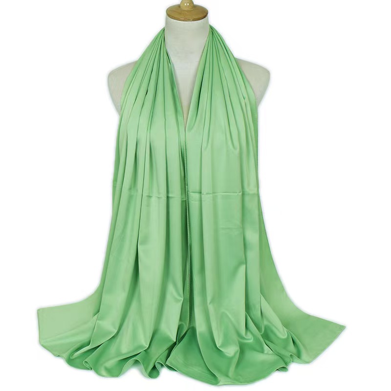 T872 popular curled solid color satin ladies solid color silk scarf satin monochrome silk satin neck shawl long scarf
