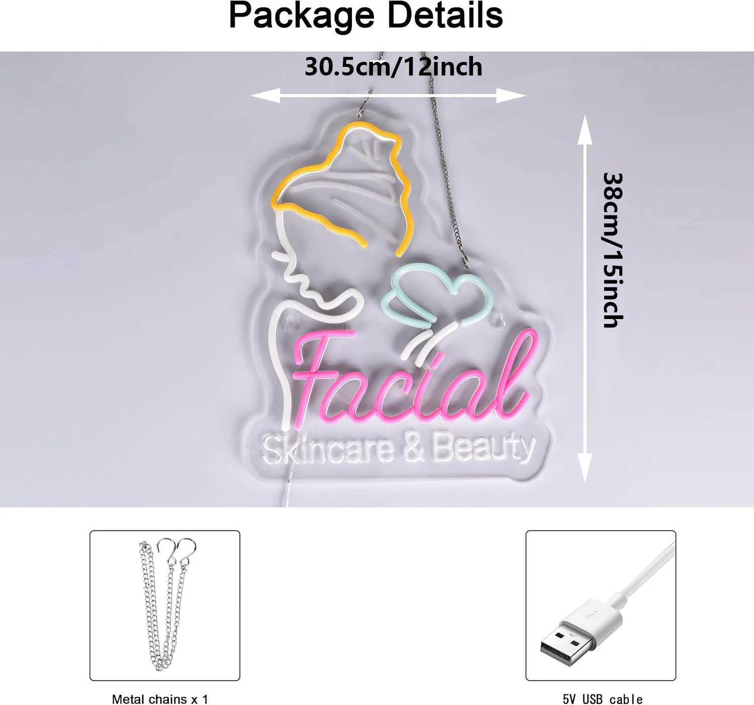 Facial Neon Sign LED Neon Light Sign Wall Art Decoration for Business Beauty Makeup Room Spa Hair Salon Lash Lounge Studio XJ250602