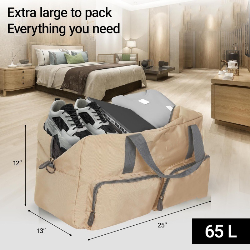 Large Capacity Travel Unisex Foldable Men's Handbag Shoulder Water-Resistant Duffel Bag