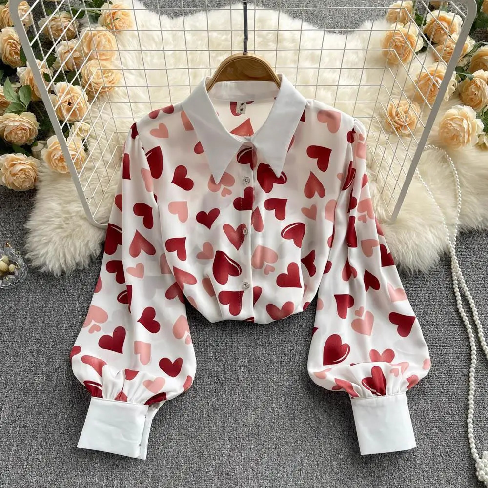 Summer Womens Shirts White Chiffon And Pretty Blouses High Quality Casual Crop Top Satin Shirt Woman Long Sleeve 250603
