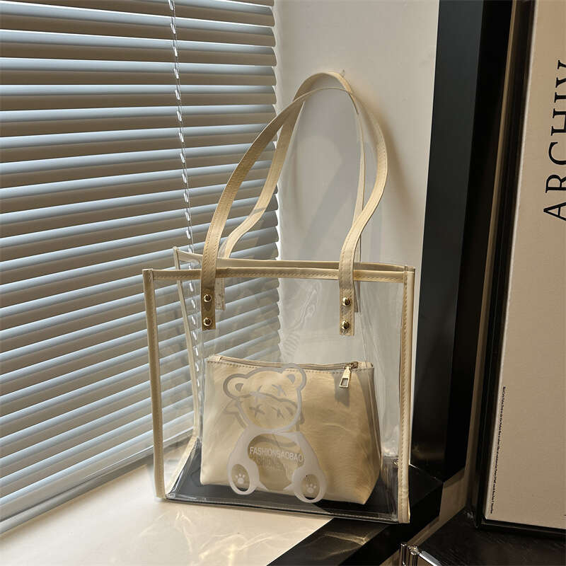 Fashion Transparent for Women 2025 New Summer Casual Jelly Beach Simple Commuter Shoulder Tote Bag