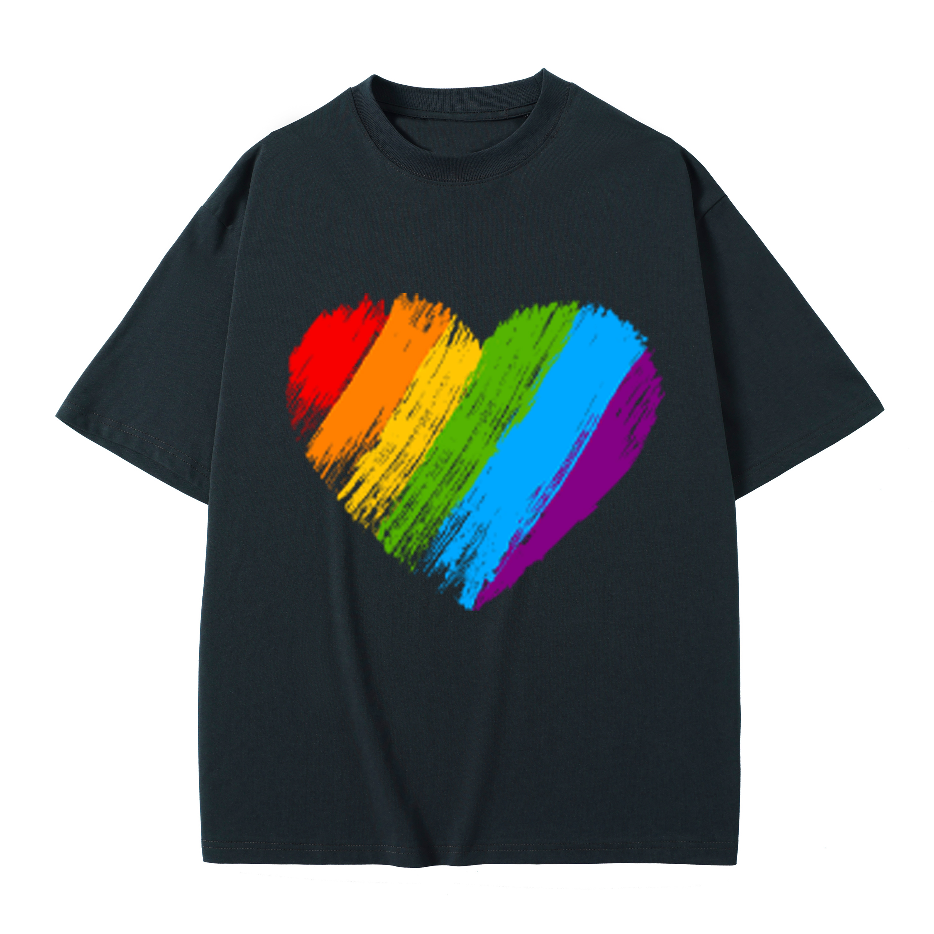 T-shirt men's top designer cotton T-shirt Rainbow Love short sleeved clothing high-quality fashionable T-shirt BROADTRUE